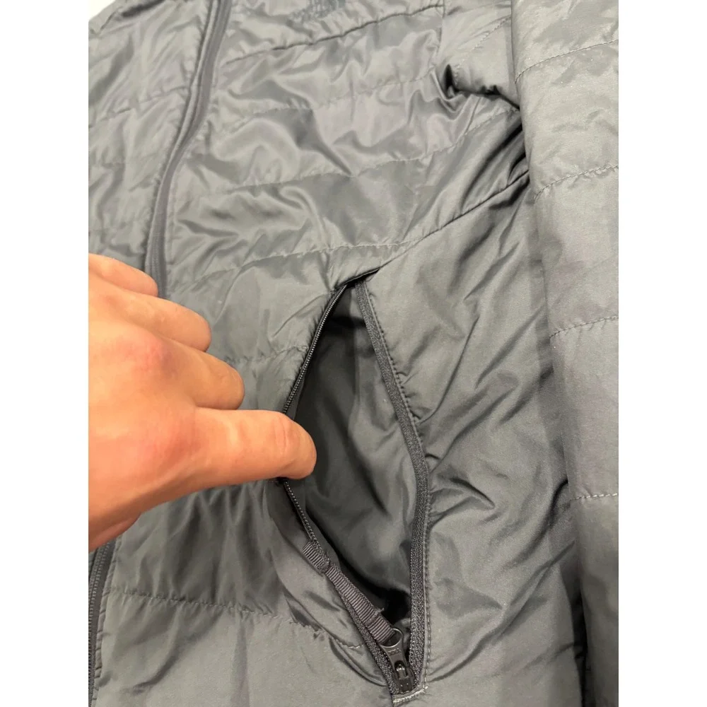 The North Face Mens Puffer Jacket Dark Gray Quilted Full Zip Coat Size Medium